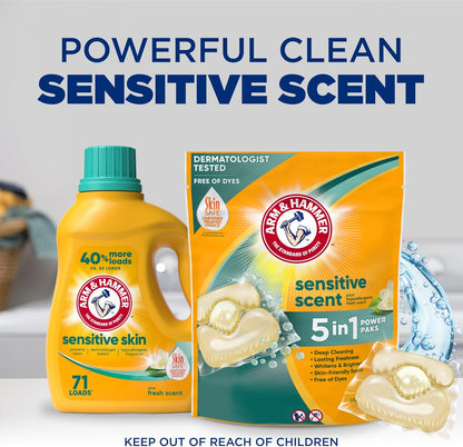 Arm & Hammer Fresh Scent Power Paks – Family-Safe Pre-Measured Laundry Paks for Nursery Linens and Kids' Playroom Towels