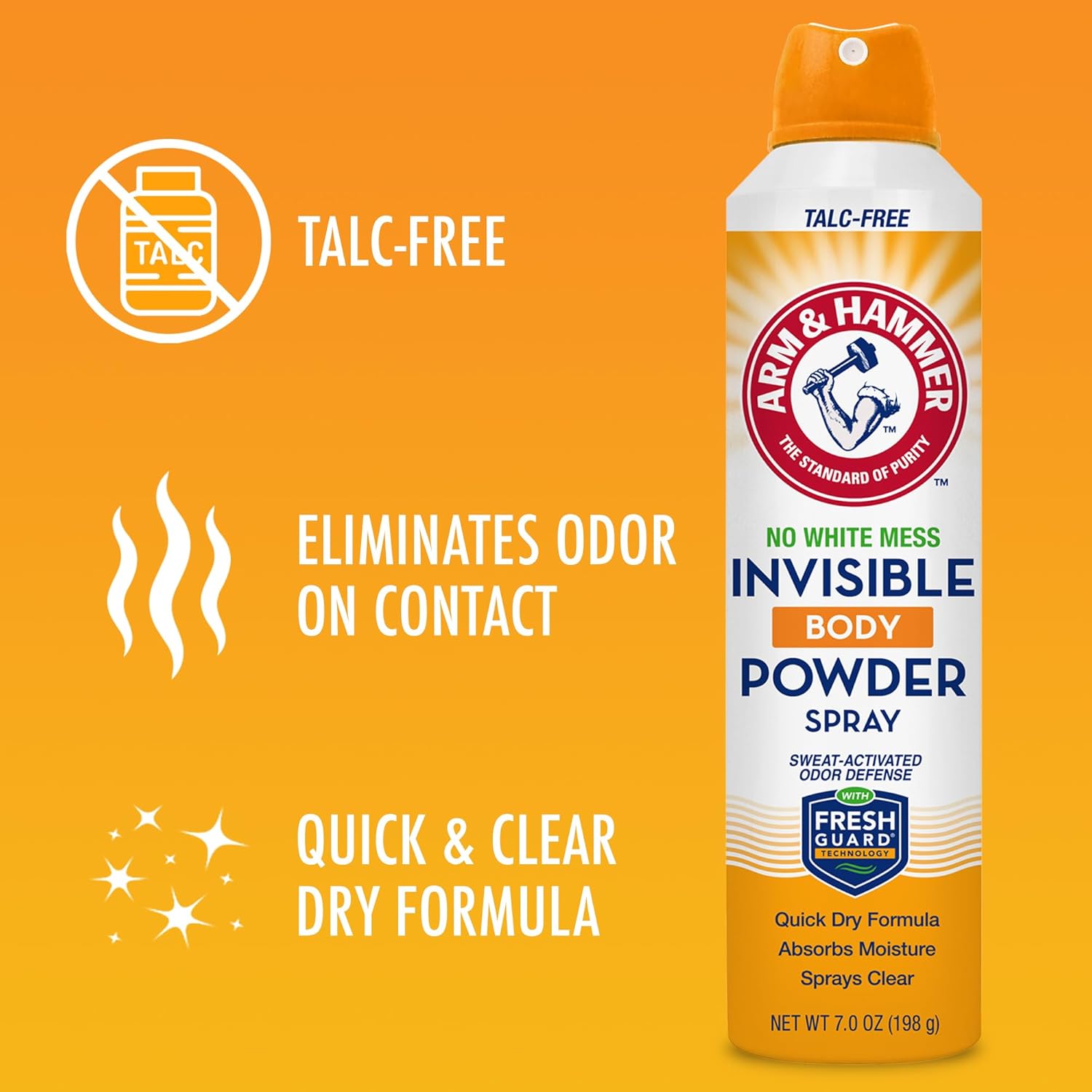 Arm & Hammer Invisible Body Powder Spray for Women & Men, Talc-Free Morning Freshness Ritual