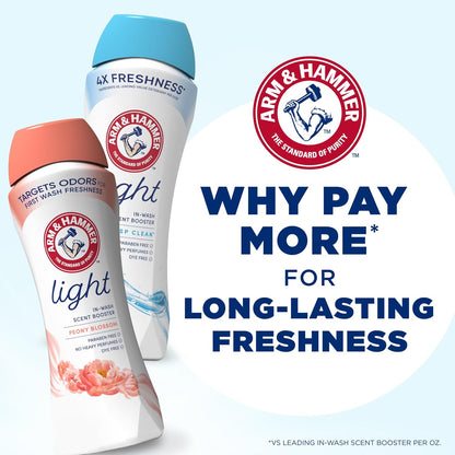 ARM & HAMMER Light In-Wash Scent Booster – Minimalist Laundry Room Essential, Clean Peony Blossom Scent