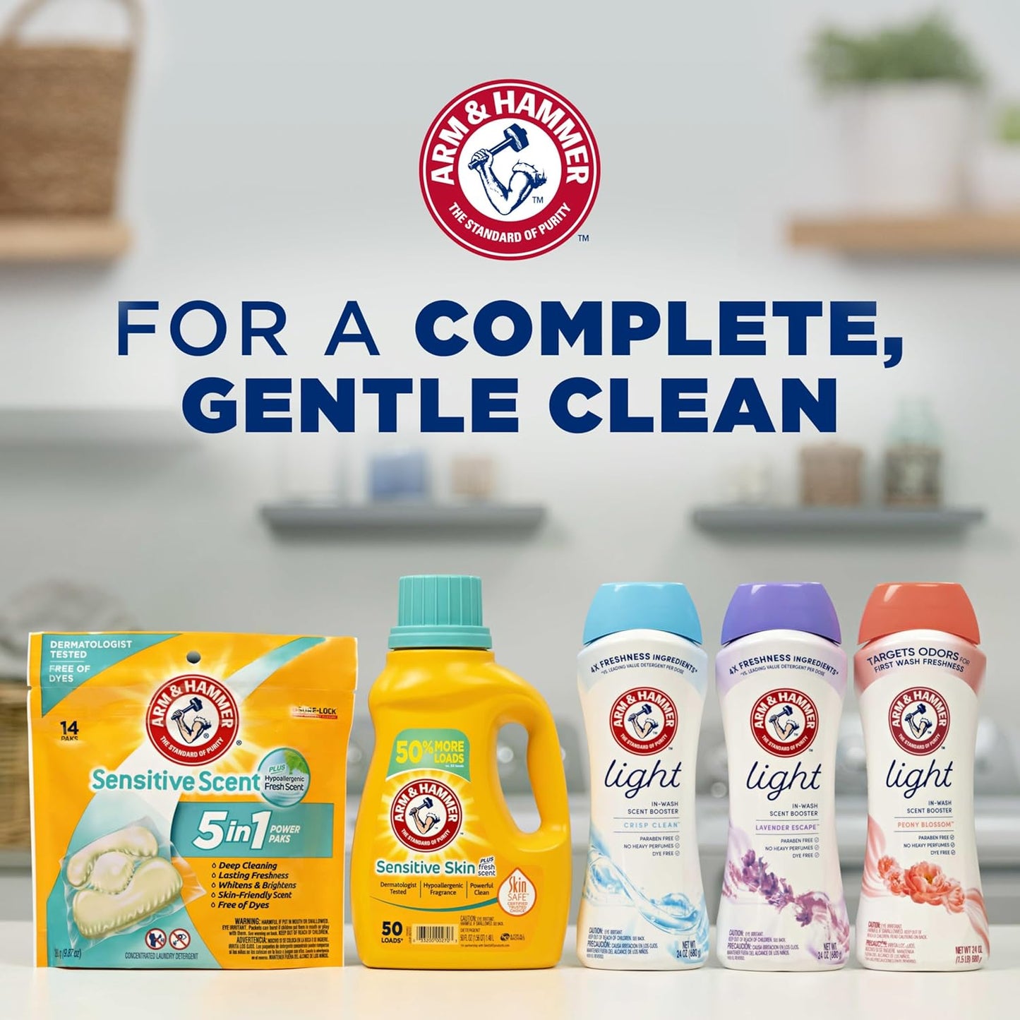 ARM & HAMMER Light In-Wash Scent Booster – Self-Care Laundry Ritual, Peony Blossom Aromatherapy for Sensitive Skin