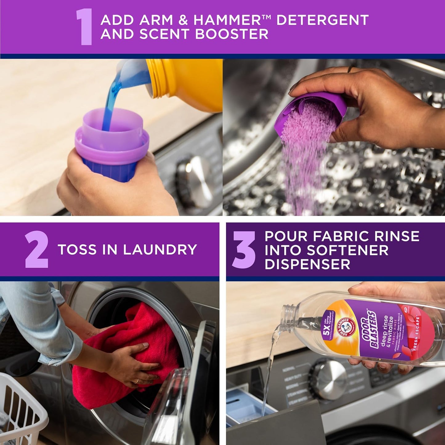 ARM & HAMMER Odor Blasters Deep Rinse – Family-Safe Laundry Additive for Kids' Sports Uniforms and Stinky Socks, 50 fl oz
