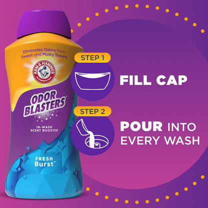 ARM & HAMMER Odor Blasters In-Wash Scent Booster, Fresh Burst Fragrance Crystals for Bath Time and Wind-Down Routine, Self-Care Laundry Essential 45 Oz