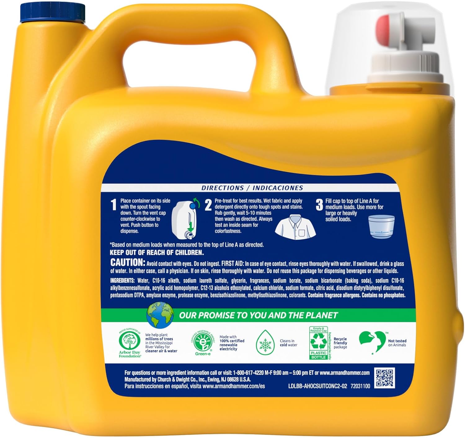 ARM & HAMMER Plus OxiClean Odor Blasters Laundry Detergent for Kids Clothes and Nursery Laundry, Tough on Food and Grass Stains Liquid for Family