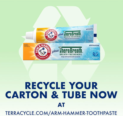 ARM & HAMMER Plus TheraBreath Toothpaste – Streamlined Oral Care for the Apartment Bathroom, Two-Step Whitening