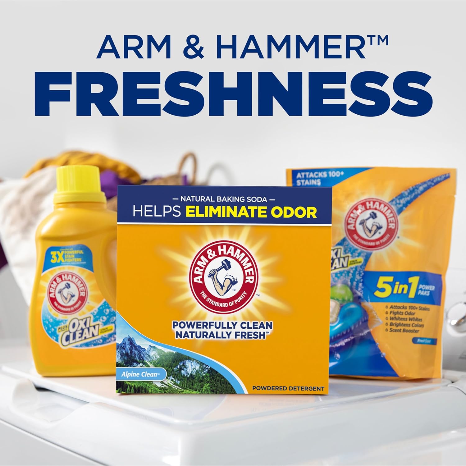 ARM & HAMMER Powder Laundry Detergent, Fragrance Free, 9.56 lb, 155 Loads – Sensitive Skin Laundry Care for Mindful Self-Care Routines