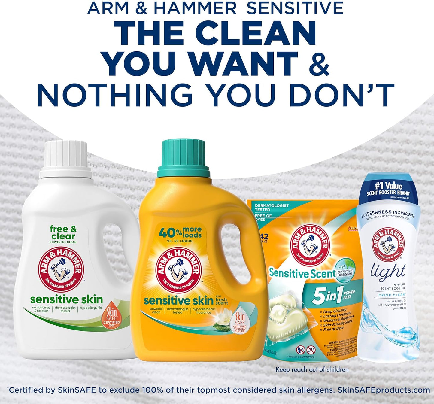 ARM & HAMMER Sensitive Skin Free & Clear Liquid Laundry Detergent – Fragrance-Free Wash for Eczema and Allergy Self-Care Routine