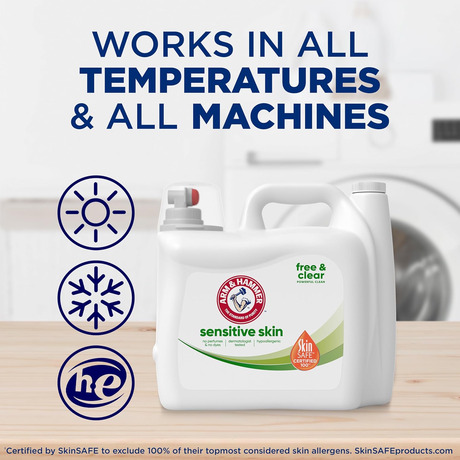 ARM & HAMMER Sensitive Skin Free & Clear Liquid Laundry Detergent – Fragrance-Free Wash for Eczema and Allergy Self-Care Routine