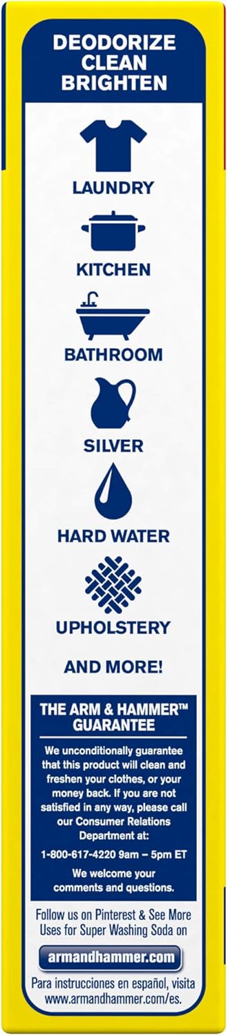ARM & HAMMER Super Washing Soda Household Cleaner and Laundry Booster, 55 oz Box – Fragrance-Free Laundry Booster for Sensitive Skin