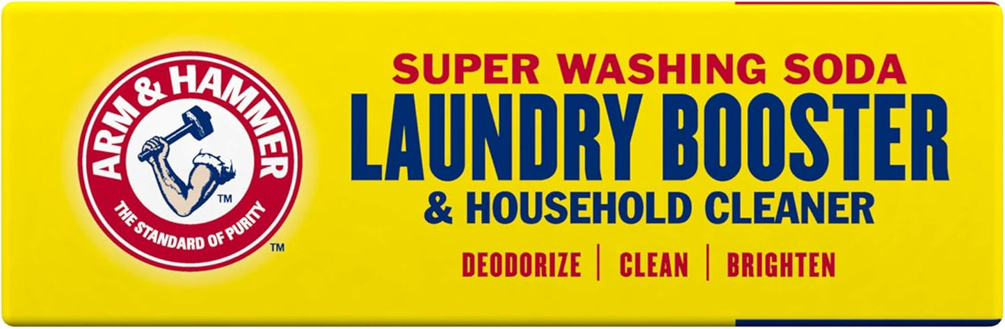 ARM & HAMMER Super Washing Soda Household Cleaner and Laundry Booster, 55 oz Box – Fragrance-Free Laundry Booster for Sensitive Skin