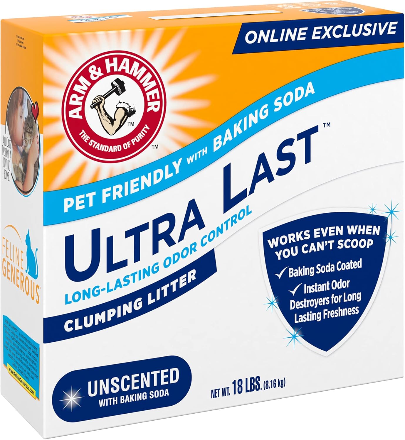 ARM & Hammer Ultra Last Clumping Cat Litter – Fragrance Free Litter for Calming Multi-Cat Home, Daily Odor Control