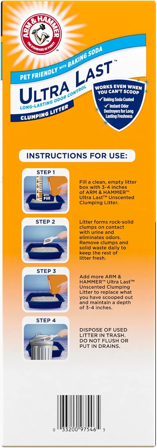 ARM & Hammer Ultra Last Clumping Litter – 99% Dust Free Unscented Formula for Focused Home Office Litter Areas