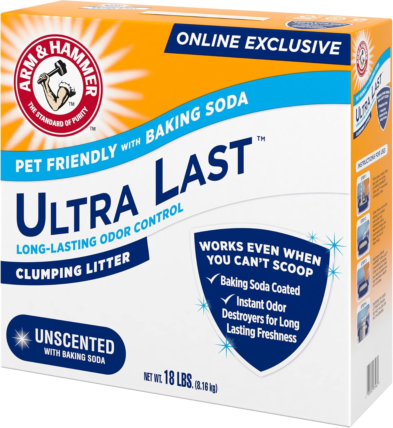 ARM & Hammer Ultra Last Clumping Litter – 99% Dust Free Unscented Formula for Focused Home Office Litter Areas