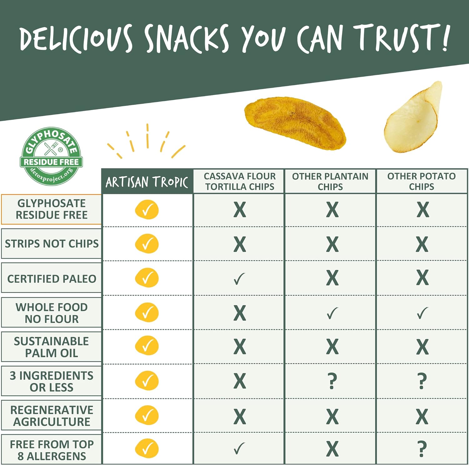 ARTISAN TROPIC Baked Plantain Chips - Healthy After-School Snack for Children, 6 Individual Bags