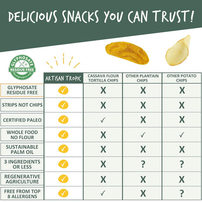 ARTISAN TROPIC Baked Plantain Chips - Healthy After-School Snack for Children, 6 Individual Bags