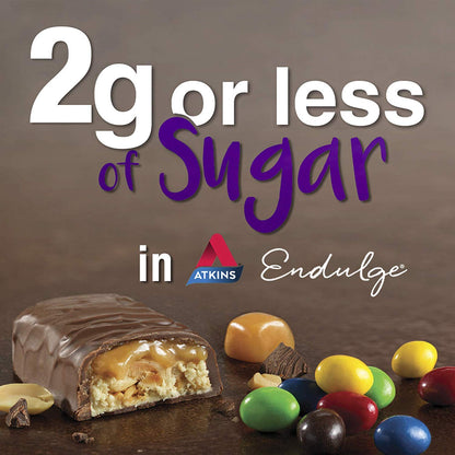 Atkins Endulge Caramel Nut Chew Bar – Mindful Evening Snack for Keto Dieters, 1g Sugar Dessert Bar