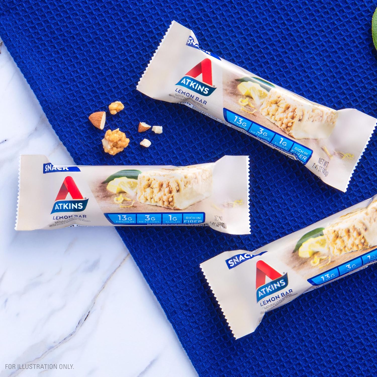 Atkins Lemon Flavored Snack Bar – Daily Wellness Bar for Self-Care Snack Rituals, Low Sugar Keto Treat