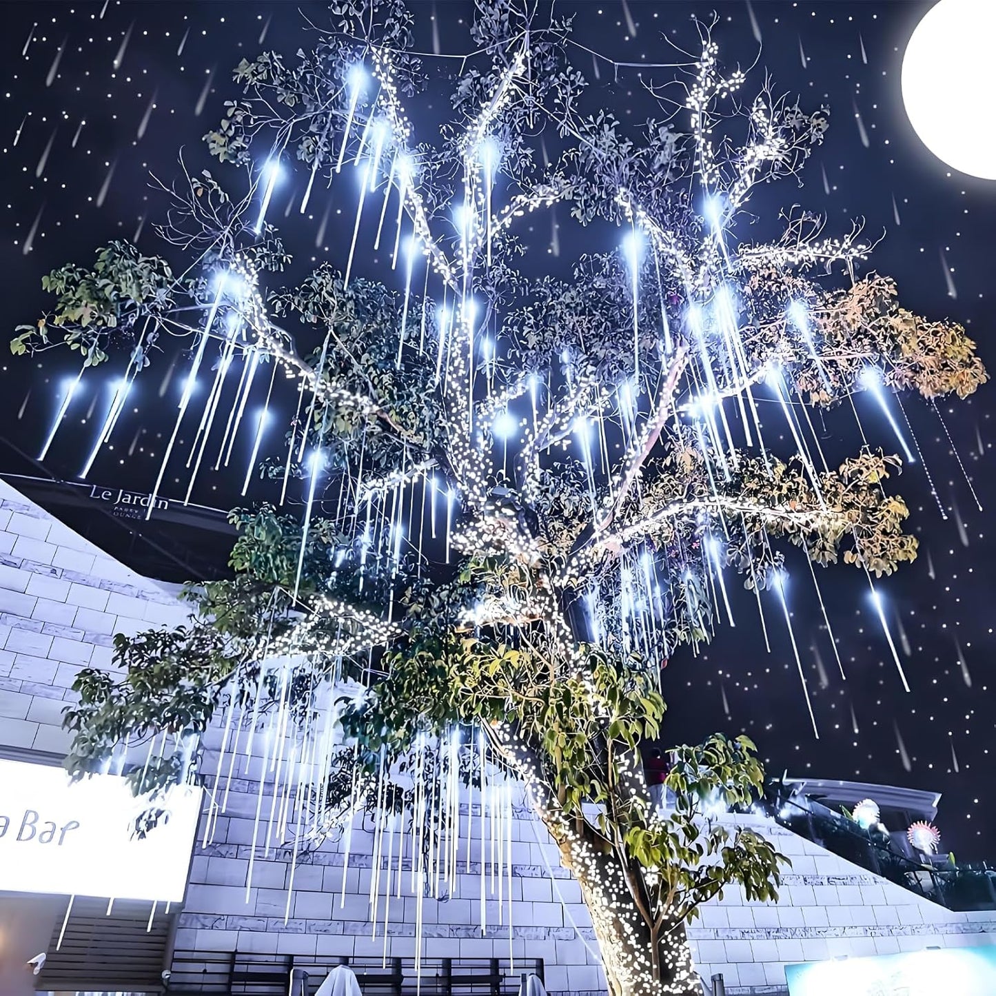 Aukora Waterproof Meteor Shower Falling Rain Lights 12 Inch Tube String for Backyard, Garden, and Open Air Gatherings
