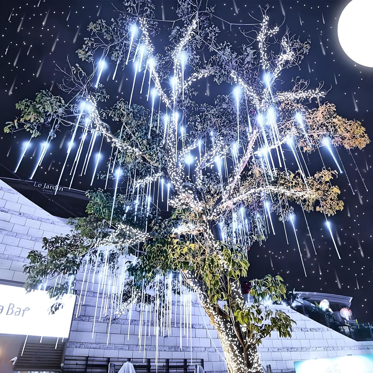 Aukora Waterproof Meteor Shower Falling Rain Lights 12 Inch Tube String for Backyard, Garden, and Open Air Gatherings