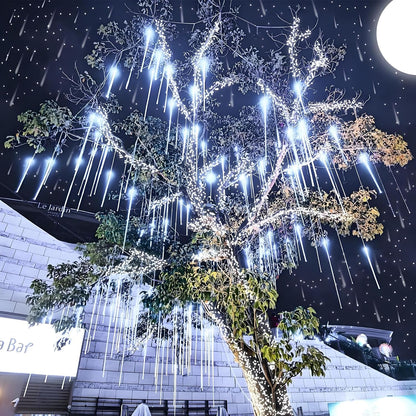 Aukora Waterproof Meteor Shower Falling Rain Lights 12 Inch Tube String for Backyard, Garden, and Open Air Gatherings