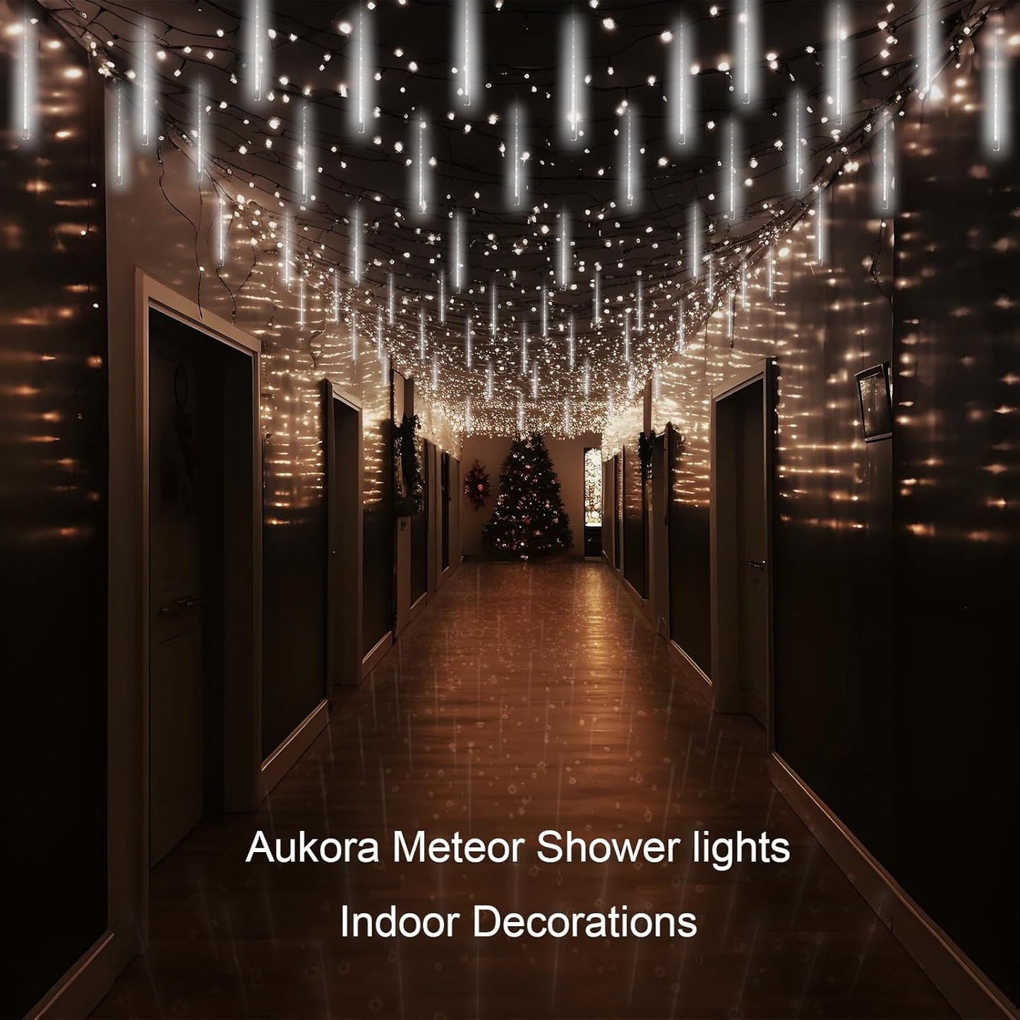 Aukora Waterproof Meteor Shower Falling Rain Lights 12 Inch Tube String for Backyard, Garden, and Open Air Gatherings