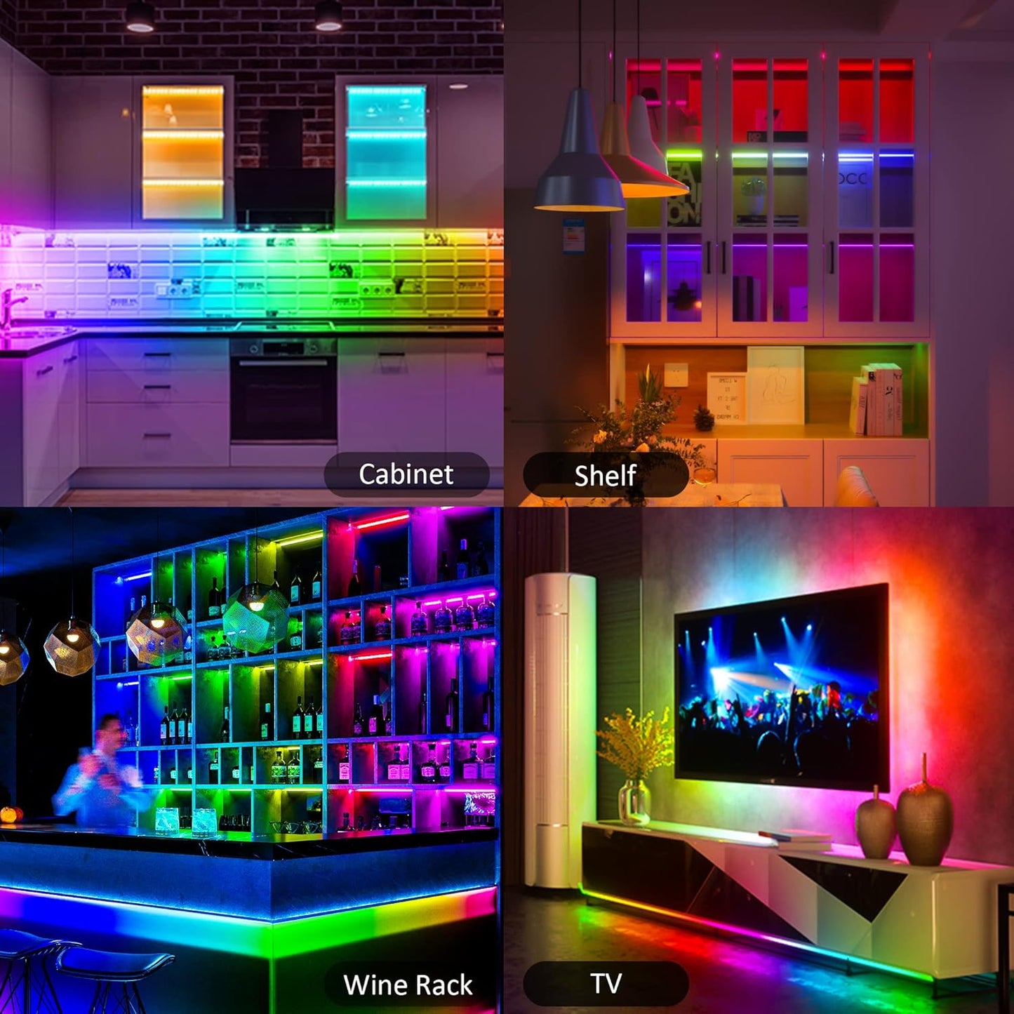 Aulanto RGB Under Cabinet Lights for Shelf and Display Case, Dimmable Accent Lighting to Elevate Home Style