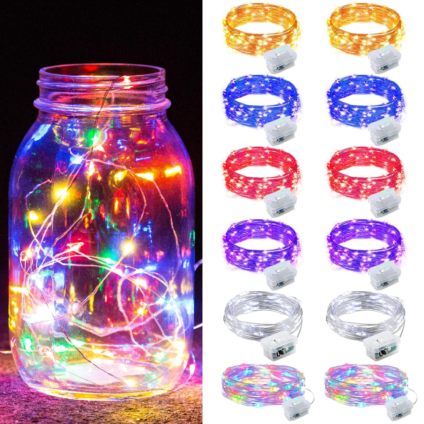 Aurora Glow Flameless Fairy Lights 7ft Battery Operated Low Heat LED Alternative to Candles for Safe Nighttime Use