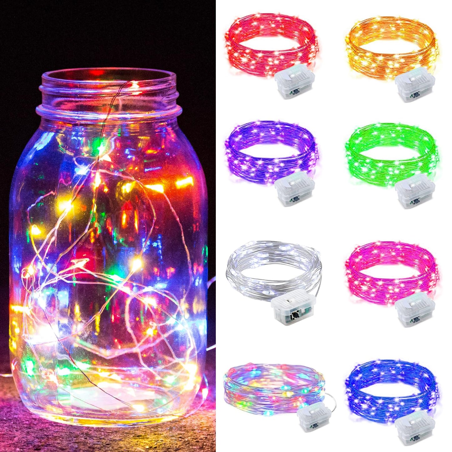 Aurora Glow Flameless Fairy Lights 7ft Battery Operated Low Heat LED Alternative to Candles for Safe Nighttime Use