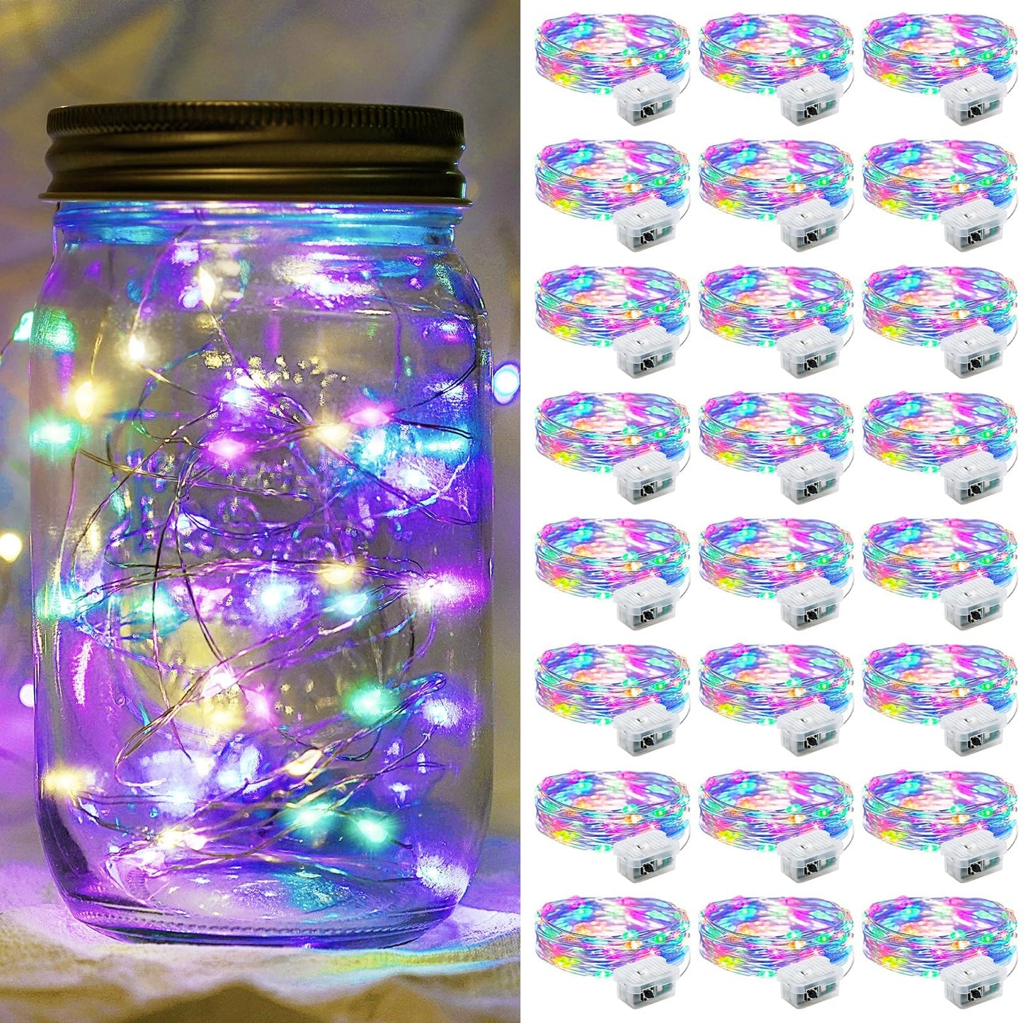 Aurora Glow Flameless Fairy Lights 7ft Battery Operated Low Heat LED Alternative to Candles for Safe Nighttime Use