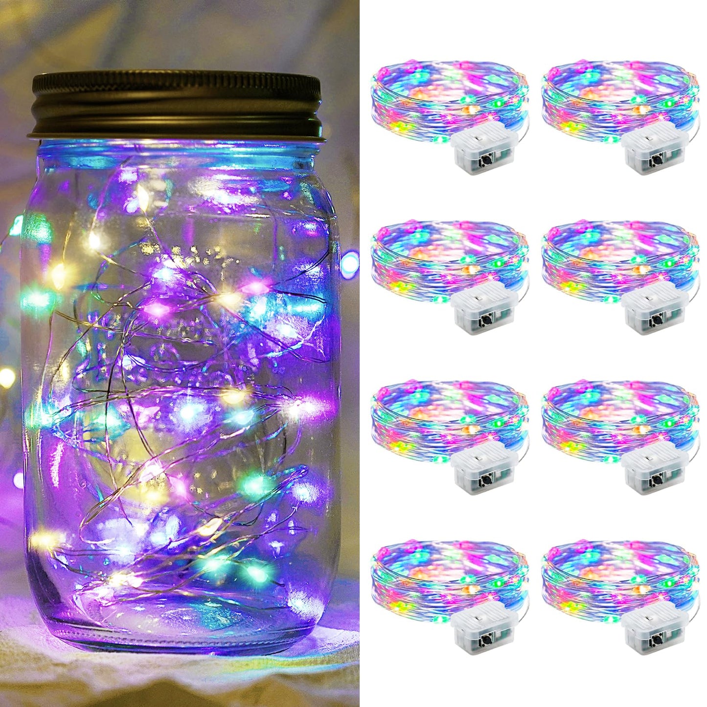Aurora Glow Flameless Fairy Lights 7ft Battery Operated Low Heat LED Alternative to Candles for Safe Nighttime Use