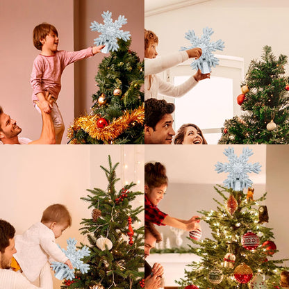 Aurora Glow Flameless Snowflake Tree Topper – UL-Certified LED Projector Safe Around Kids, Pets & Curtains