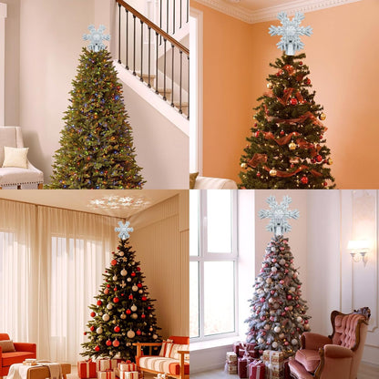Aurora Glow Flameless Snowflake Tree Topper – UL-Certified LED Projector Safe Around Kids, Pets & Curtains