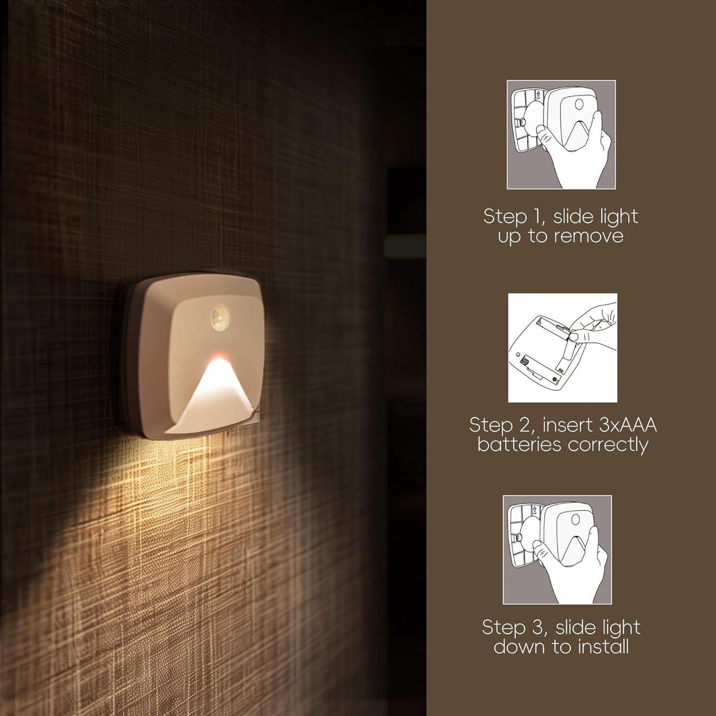 Aurora Glow Motion Sensor Lights – Clean-Line, Adhesive-Mount Night Lights for Uncluttered Homes