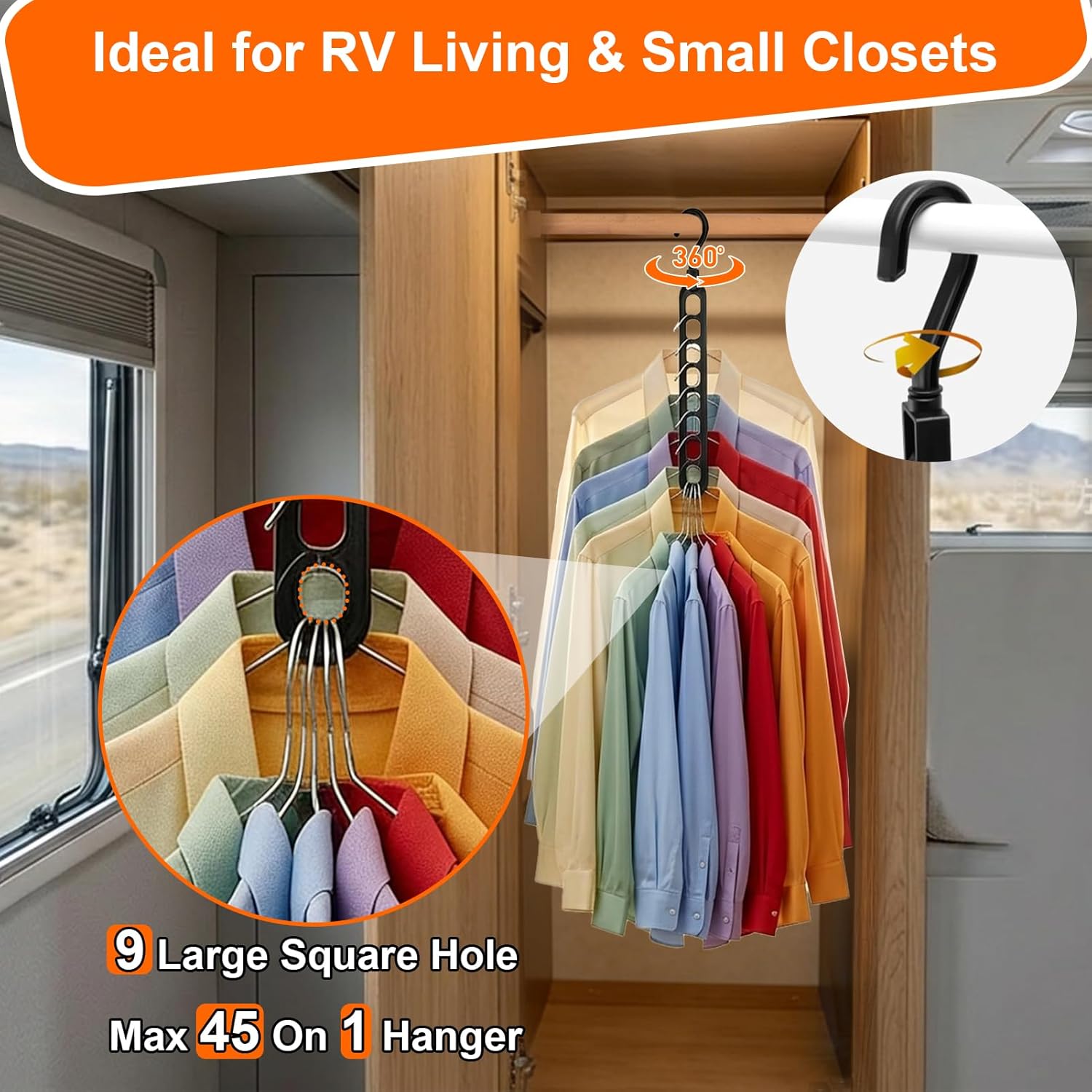 Aurora Living 9-Hole Stacking Hangers – Fast Morning Prep Organizer for Dorm Life and Work-From-Home Schedules