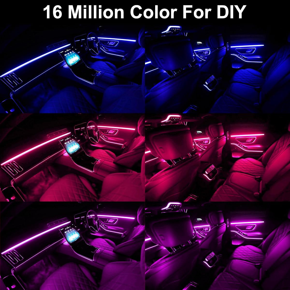 AuroraDrive 5 in 1 RGB Car Interior LED Strip Lights with Music Sync – Thoughtful Housewarming & Holiday Gift for Women and Mom