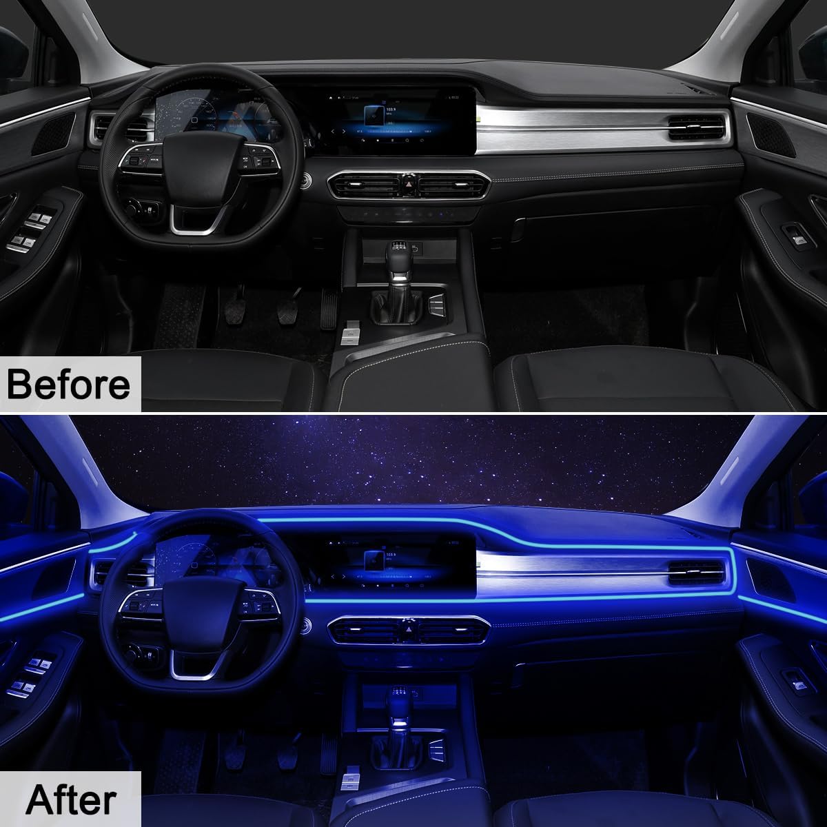 AuroraDrive 5 in 1 RGB Car Interior LED Strip Lights with Music Sync – Thoughtful Housewarming & Holiday Gift for Women and Mom