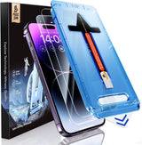 MAGIC JOHN 2 Pack iPhone 14 Pro Max Screen Protector Auto-Dust Install, Bubble-Free Tempered Glass for Worry-Free Daily Drop Protection