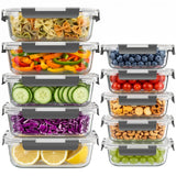 Dealusy 10-Set Borosilicate Glass Storage – Healthy Meal Prep System for Gym Bags and Office Lunches