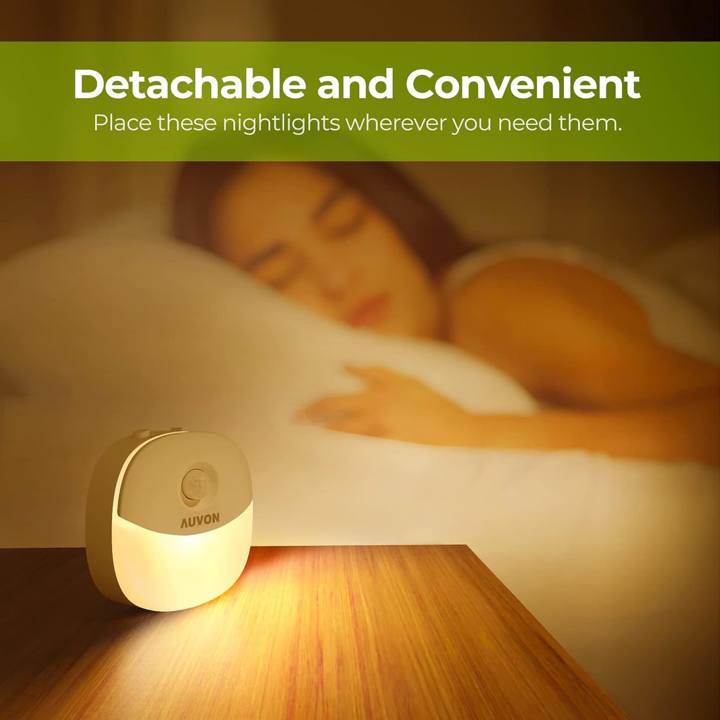 AUVON Mini Rechargeable Night Light – Cordless Hallway and Bathroom Safety Light for Aging Parents