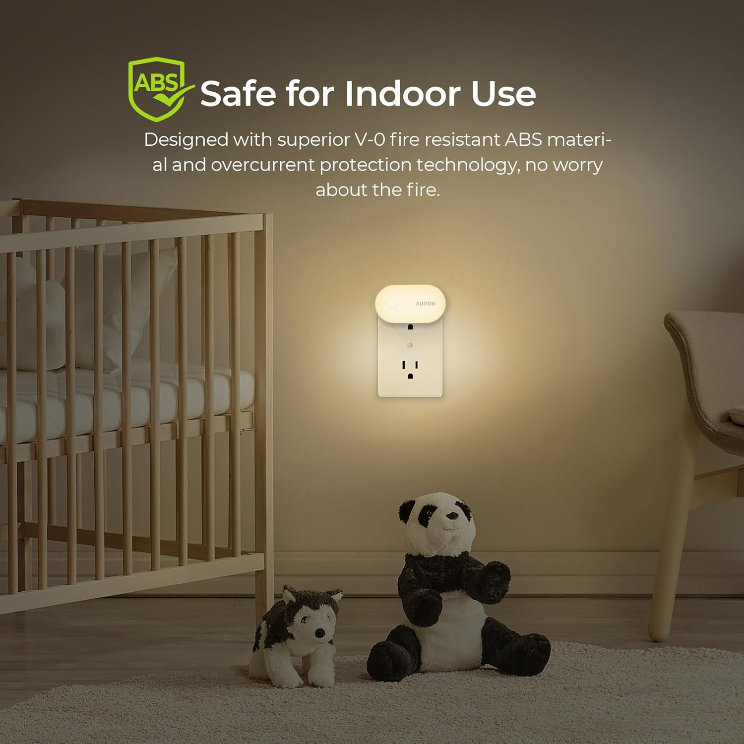 AUVON Motion Sensor Night Light – Compact Clean Design Plug in for Minimalist Bedroom, Hallway and Clutter Free Living