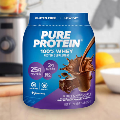 available in rich chocolate and vanilla cream flavors in a 1.75 lb resealable tub