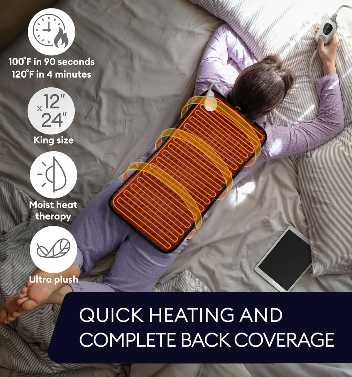 available in sizes from 12x24 targeted pad up to 50x60 throw blanket, plus 15 color variants