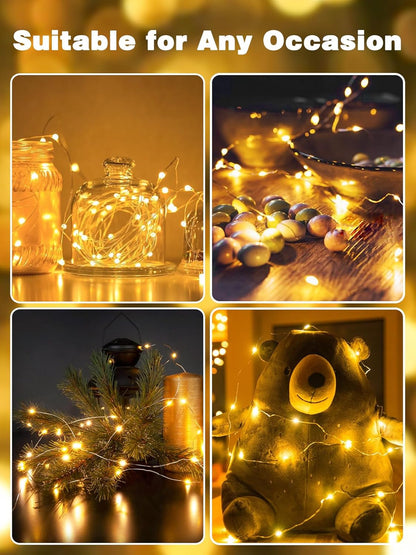 Avaspark 240 LED Twinkle Lights Battery Operated – Warm Ambient Decor for Headboard, Reading Nook, and Indoor Plants, 3-Pack