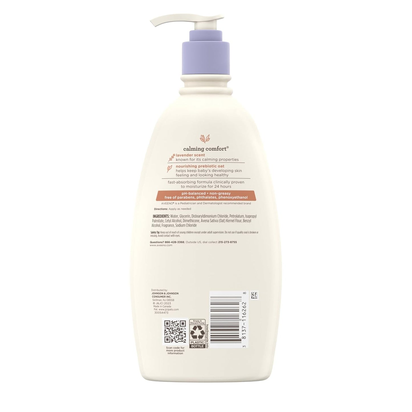 Aveeno Baby Calming Comfort Lotion – Thoughtful Baby Shower Gift for First-Time Parents, Lavender Vanilla Bedtime Set