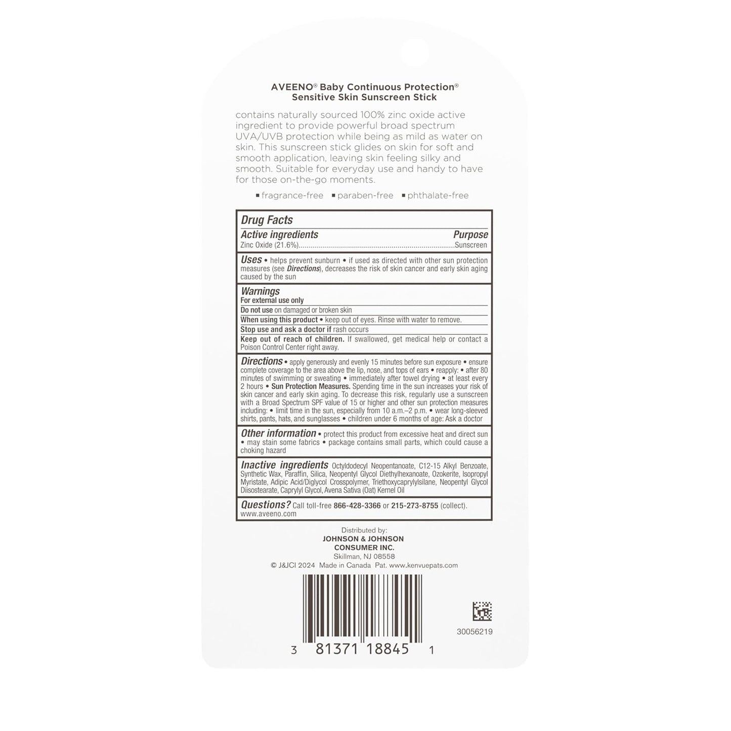 Aveeno Baby Continuous Protection Mineral Sunscreen Stick for Sensitive Skin – Thoughtful New Parent Gift and Baby Shower Essential