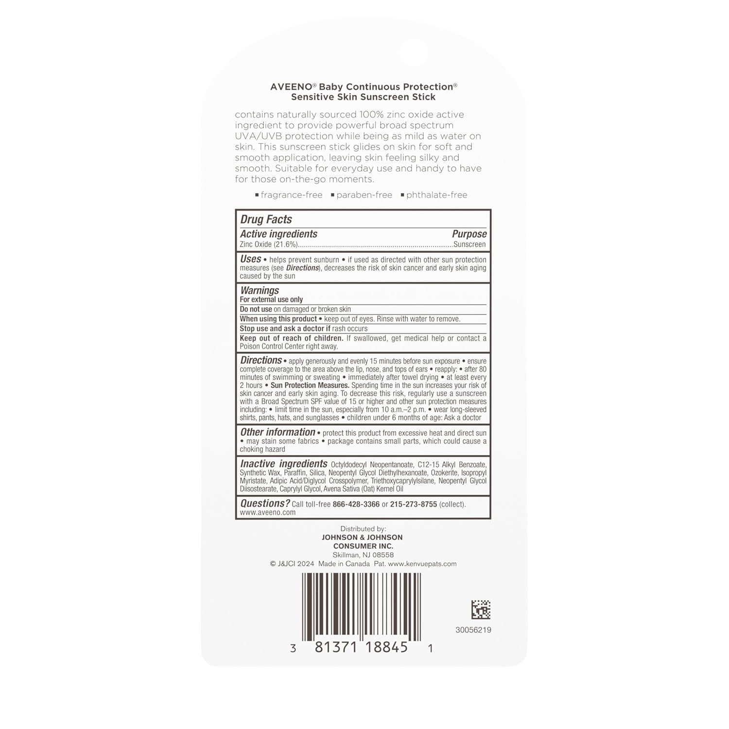 Aveeno Baby Continuous Protection Mineral Sunscreen Stick for Sensitive Skin – Thoughtful New Parent Gift and Baby Shower Essential