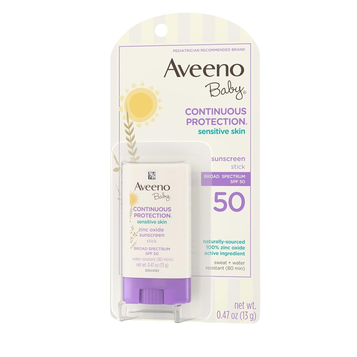 Aveeno Baby Continuous Protection Mineral Sunscreen Stick for Sensitive Skin – Thoughtful New Parent Gift and Baby Shower Essential