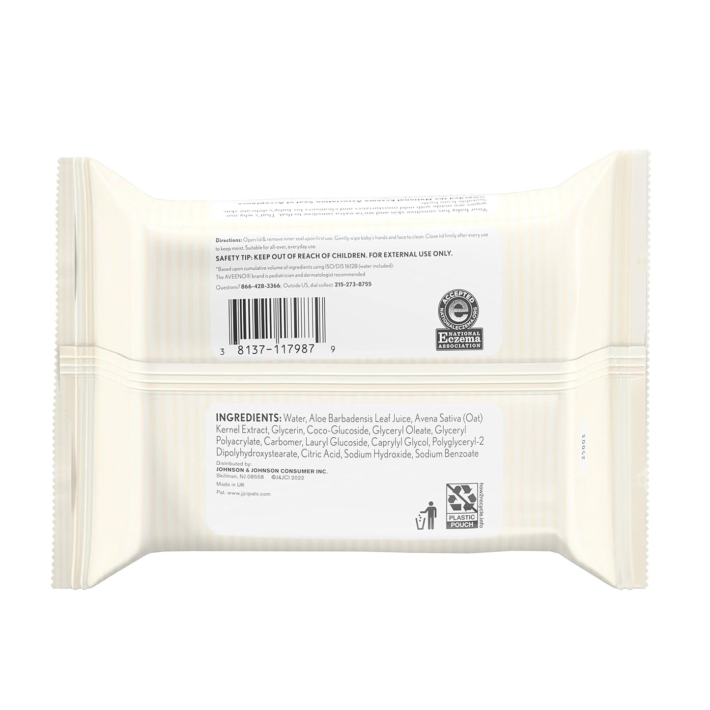 Aveeno Baby Fragrance-Free Hand & Face Wipes – Nursery-Safe Cleansing for Sensitive Skin, Pack of 4