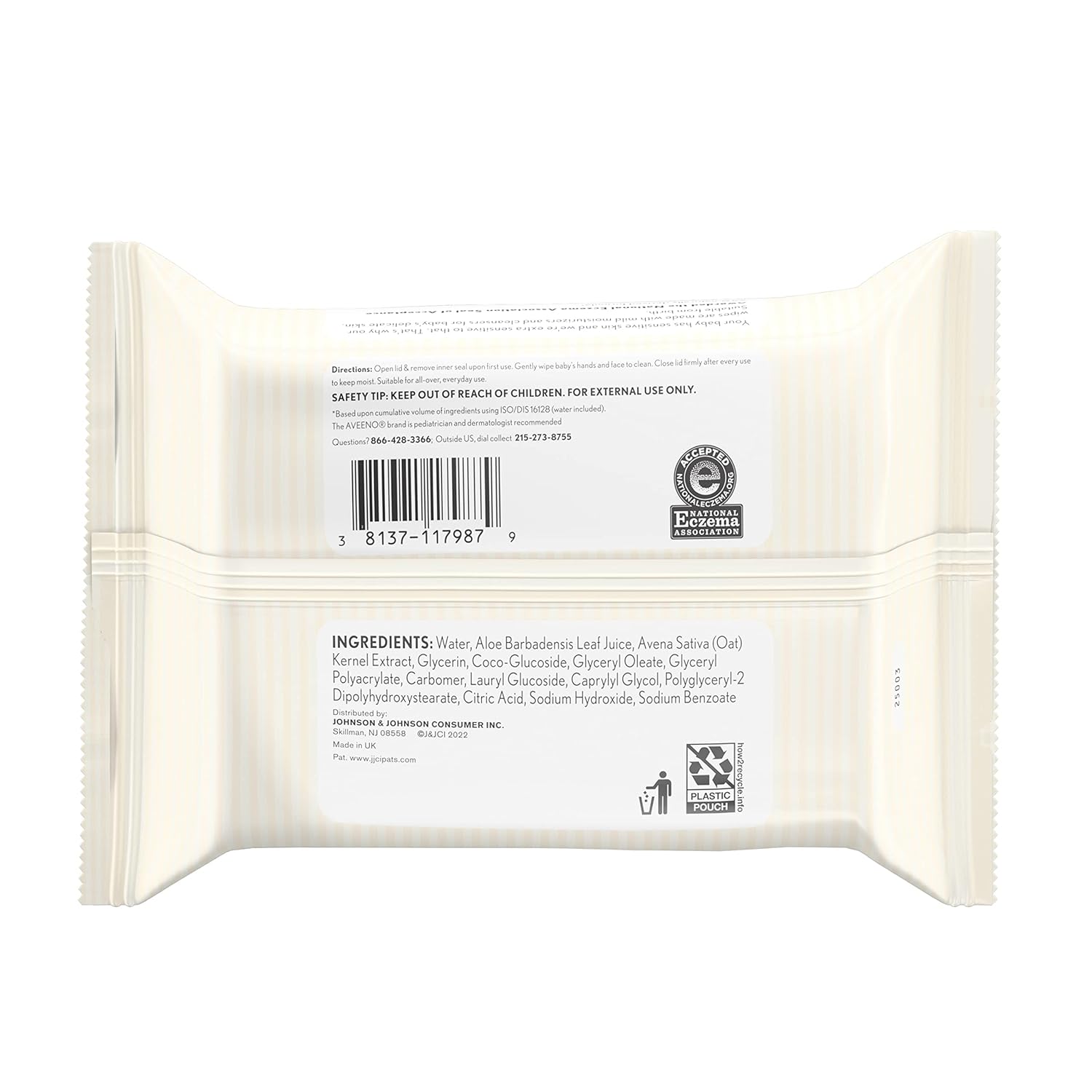 Aveeno Baby Fragrance-Free Hand & Face Wipes – Nursery-Safe Cleansing for Sensitive Skin, Pack of 4