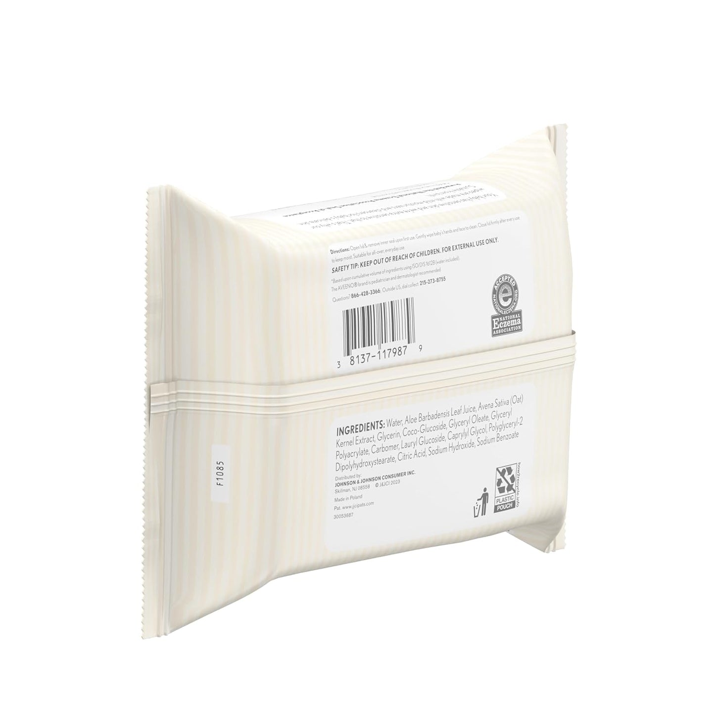Aveeno Baby Fragrance-Free Hand & Face Wipes – Nursery-Safe Cleansing for Sensitive Skin, Pack of 4