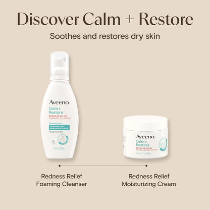 Aveeno Calm + Restore Facial Moisturizer – Dermatologist-Tested Cream for Reactive, Sensitive Skin Types, 1.7 oz